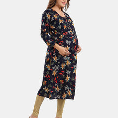 Be You Floral Printed Maternity Straight Kurta