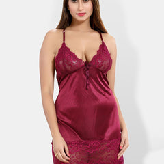 Be You Self Design Shoulder Straps Satin Baby Doll