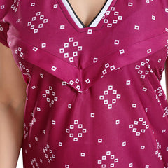Be You Geometric Printed V-Neck Satin Maternity Maxi Nightdress