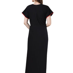 Be You Black Embroidered Maxi Nightdress