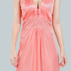 Be You Floral Lace V-Neck Satin Night Dress With Robe