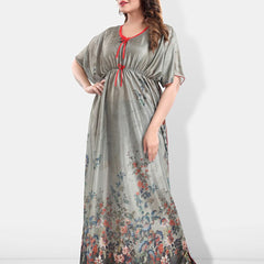 Be You Printed Satin Maxi Kaftan Nightdress