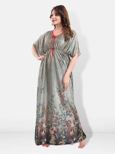 Be You Printed Satin Maxi Kaftan Nightdress