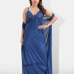 Be You 6 Pieces Satin Maxi Nightdress Set With Robe And Lingerie Set