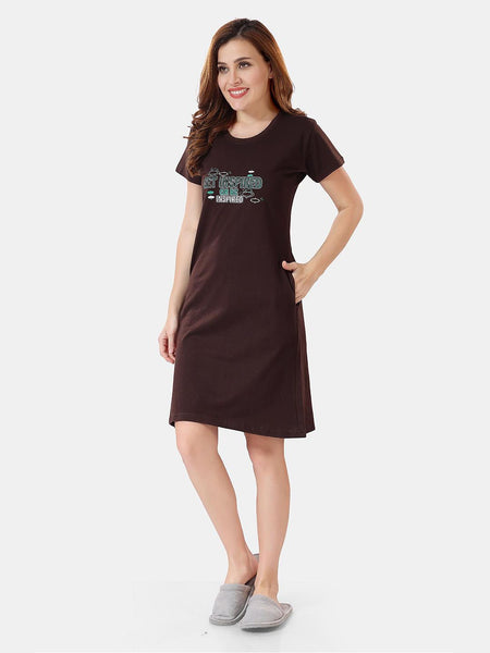 Be You Typographic Printed T-shirt Nightdress