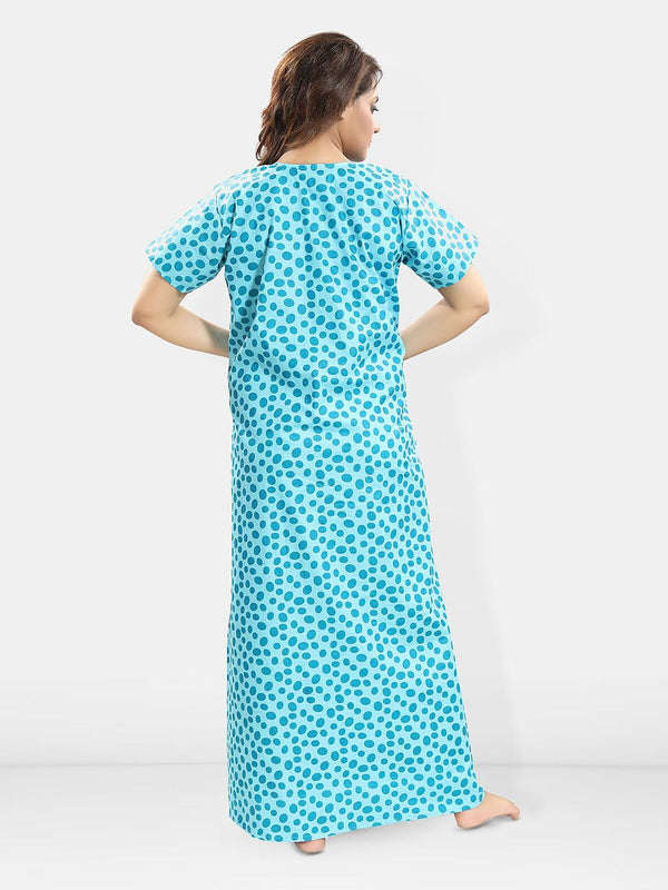 Be You Polka Dots Printed Pure Cotton Maxi Nightdress