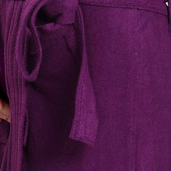 Be You Purple Solid Cotton Drawstring Knee Length Bath Robe