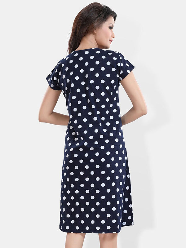 Be You Polka Dots Printed T-shirt Nightdress