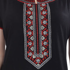 Be You Black Embroidered Maxi Nightdress