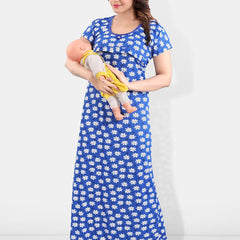 Be You Floral Printed Maxi Satin Maternity Nightdress