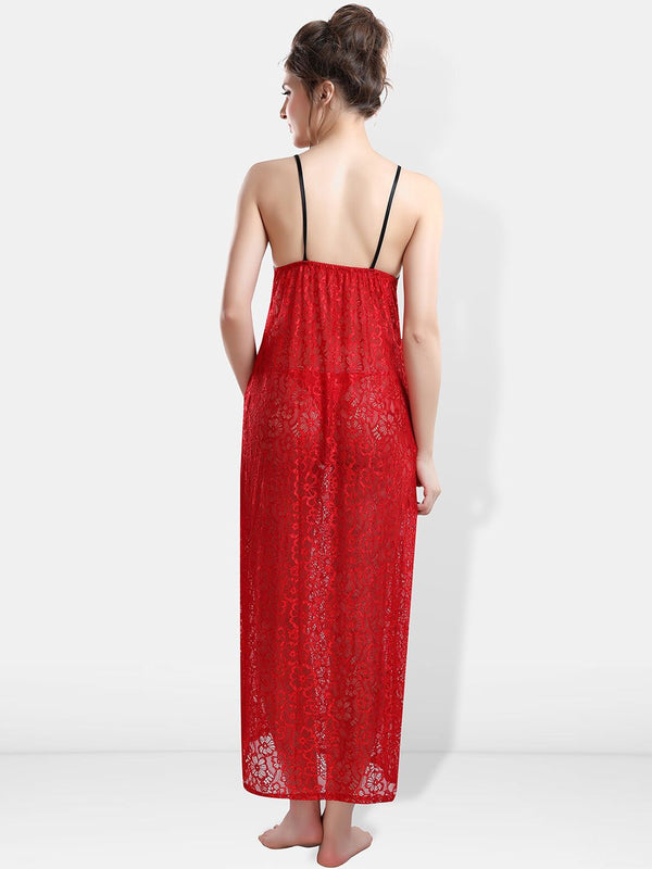 Be You Self Designed Shoulder Straps Satin Maxi Nightdress With Robe