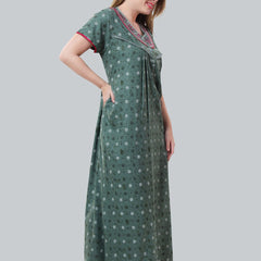 Be You Green Embroidered Maxi Nightdress