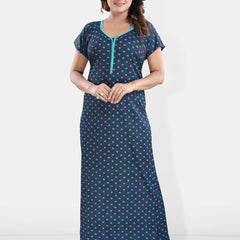 Be You Polka Dots Printed Satin Maxi Nightdress