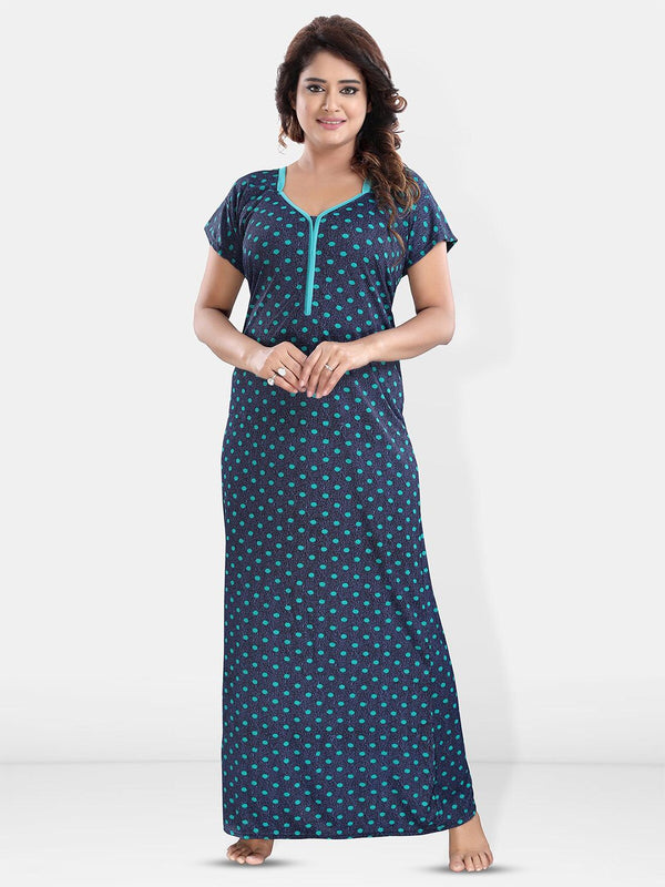 Be You Polka Dots Printed Satin Maxi Nightdress
