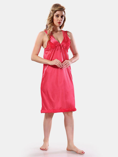 Be You V-Neck Lace Up Details Satin Maxi Nightdress With Robe