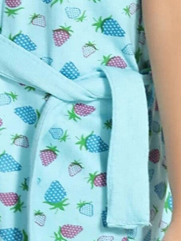 Be You Blue Conversational Cotton Drawstring Knee Length Bath Robe