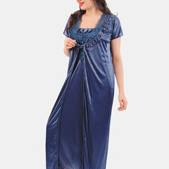 Be You Floral Lace Shoulder Straps Satin Maxi Nightdress With Robe
