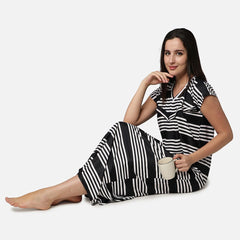 Be You Black Printed Maxi Maternity Nightdress