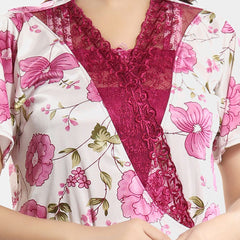 Be You Floral Self Design Satin Cami With Skirt & Robe