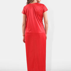 Be You V-Neck Satin Night Suit With Robe
