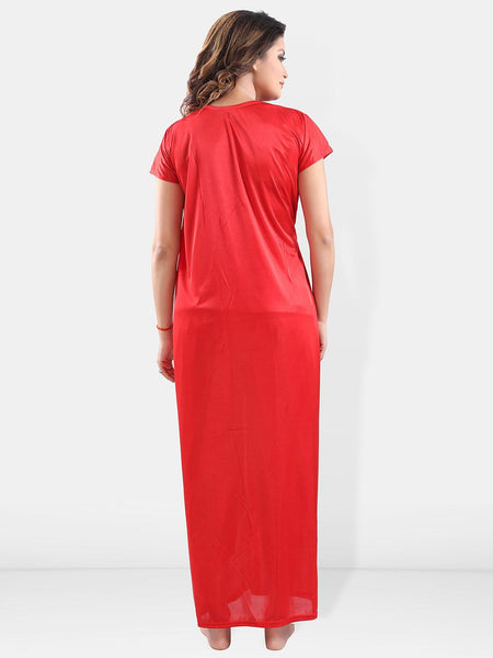 Be You V-Neck Satin Night Suit With Robe