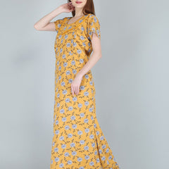 Be You Women Printed Maternity Maxi Nightdress