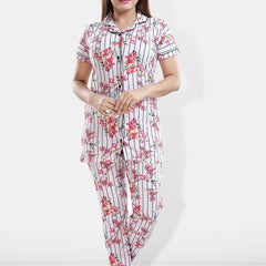 Be You Floral Printed Lapel Collar Night Suit