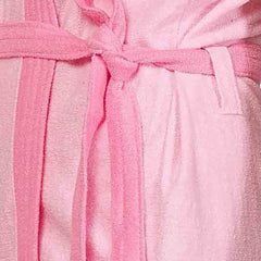 Be You Two-Tone Pink Solid Cotton Drawstring Knee Length Bath Robe