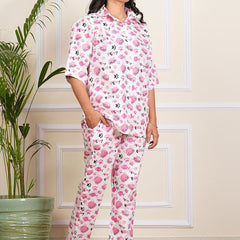 Be You Floral Printed Short Sleeves Shirt With Pyjama