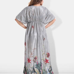 Be You Floral Printed V-Neck Satin Maxi Nightdress