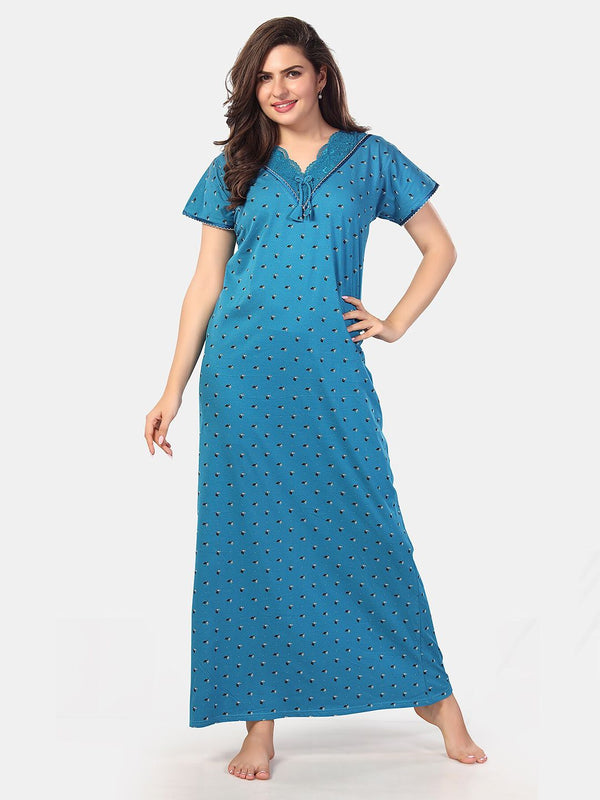 Be You Floral Printed V-Neck Maxi Nightdress