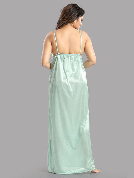 Be You Green Satin Maxi Shoulder Straps Nightdress