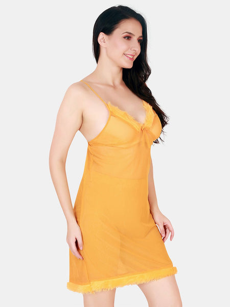 Be You Sleeveless Net Nightdress With Robe