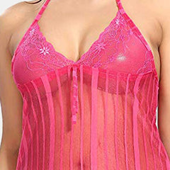 Be You Halter Neck Net Baby Doll With Briefs