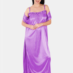 Be You Floral Lace Shoulder Straps Satin Maxi Nightdress With Robe
