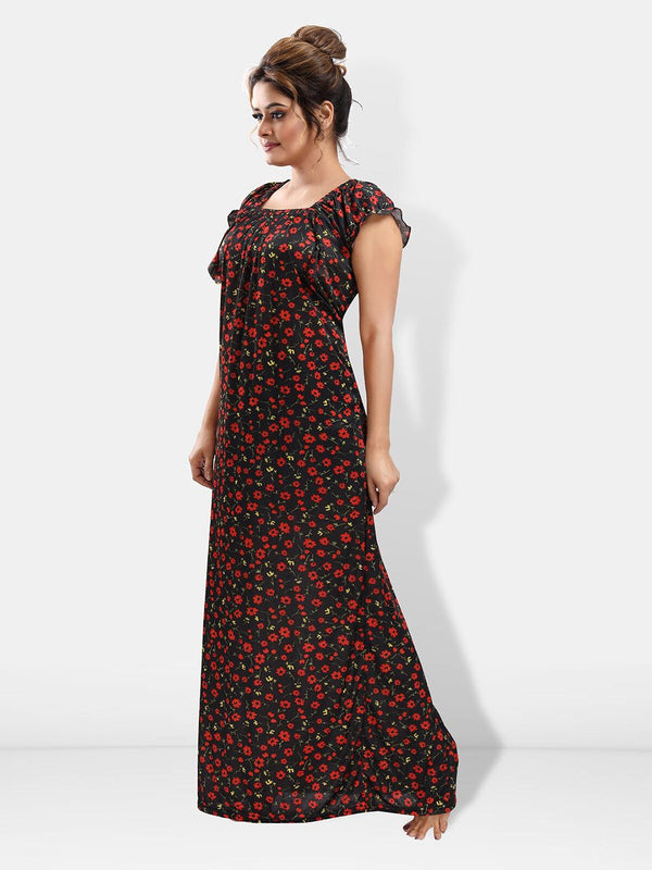 Be You Floral Printed Satin Maxi Nightdress