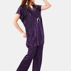 Be You Geometric Printed Satin Night Suit