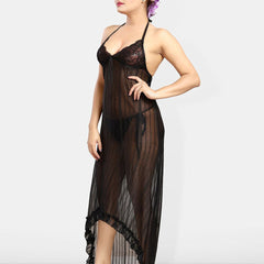 Be You Self Design Halter Neck Net Baby Doll With Brief
