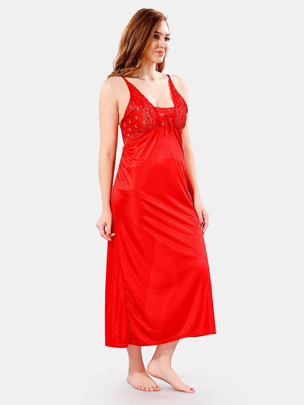 Be You V Neck Lace Satin Maxi Nightdress With Robe