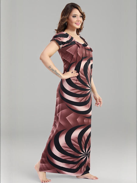 Be You Sarina Satin Spiral Print Maxi Nightdress