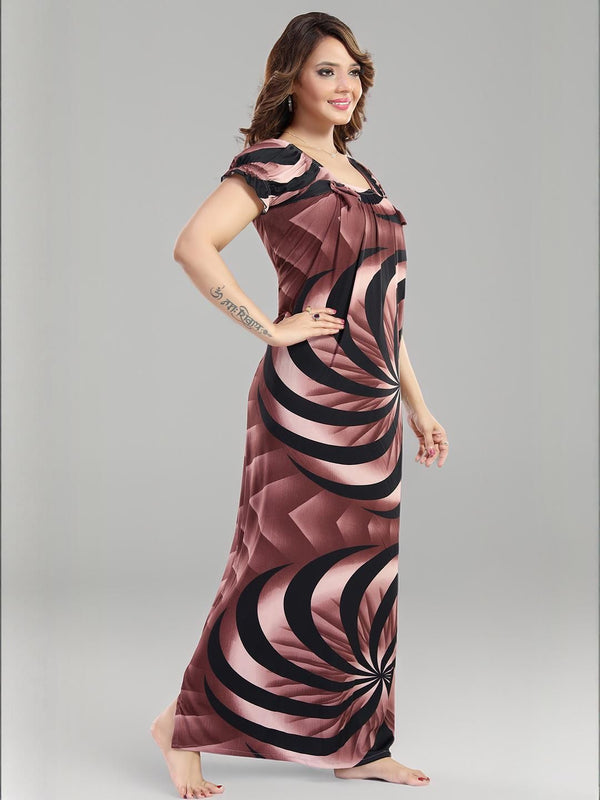 Be You Sarina Satin Spiral Print Maxi Nightdress