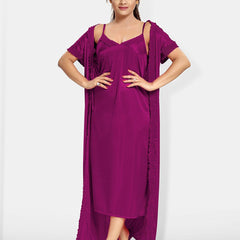 Be You V-Neck Satin Maxi Wrap Nightdress With Robe