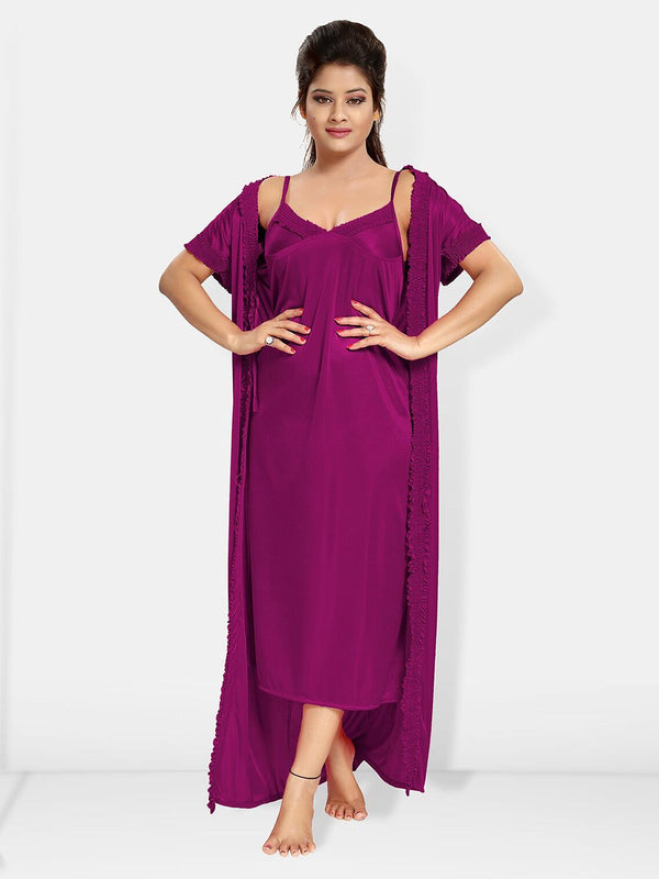 Be You V-Neck Satin Maxi Wrap Nightdress With Robe