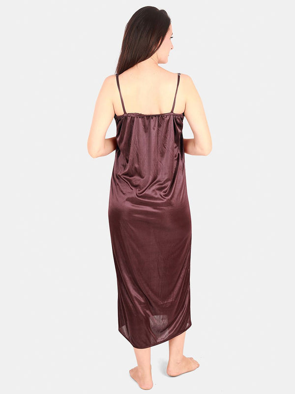 Be You Floral Lace Shoulder Straps Satin Maxi Nightdress With Robe