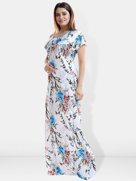 Be You Printed Satin Maternity Maxi Nightdress