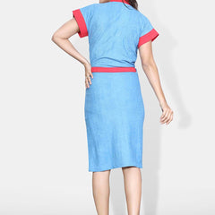 Be You Pink Solid Cotton Drawstring Knee Length Bath Robe