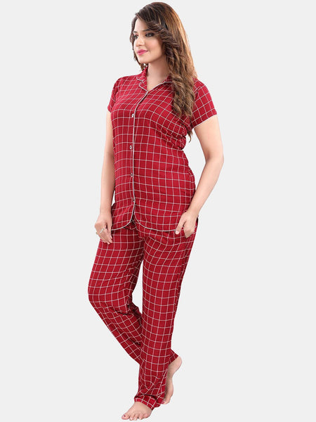 Be You Women Checked Night suit