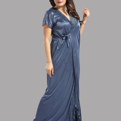Be You Blue Satin Maxi Shoulder Straps Nightdress