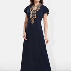 Be You Floral Embroidered Mandarin Collar Maxi Nightdress