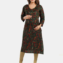 Be You Abstract Printed Round Neck Maternity Kurta